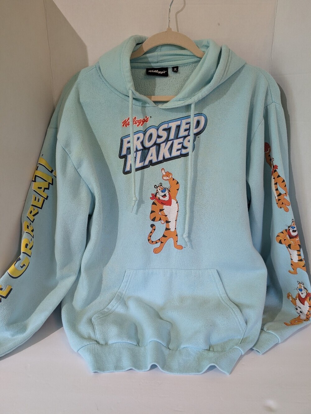 Licensed Frosted Flakes Tony the Tiger Light Blue Hoodie- M, Mens